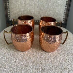 Hammered 100% Copper Moscow Mule Mugs Set of 4